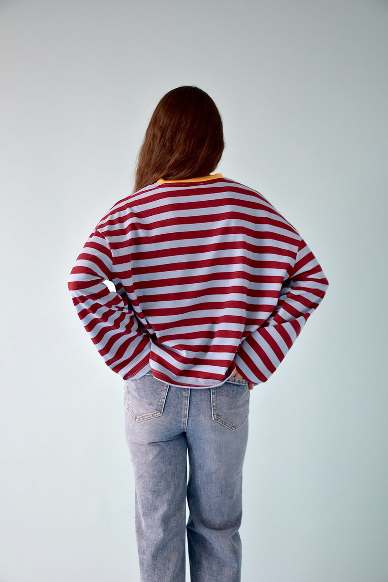T-Shirt Núria Bleu y Burgundy