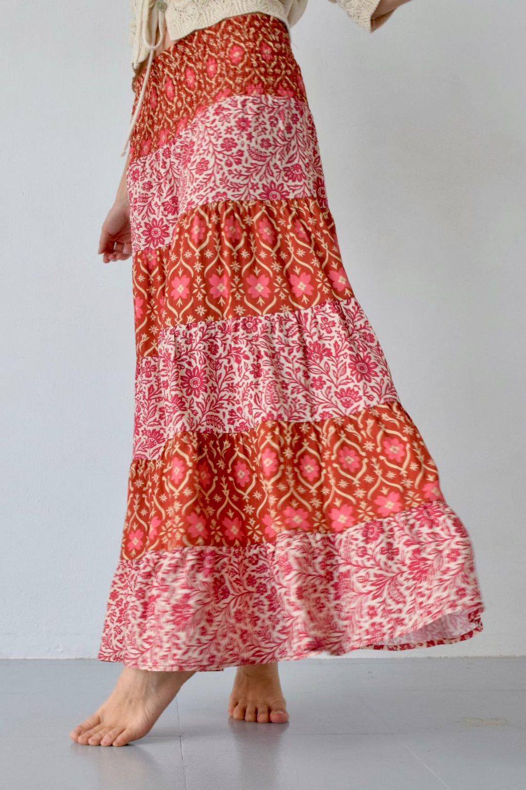 Falda bohemia naranja