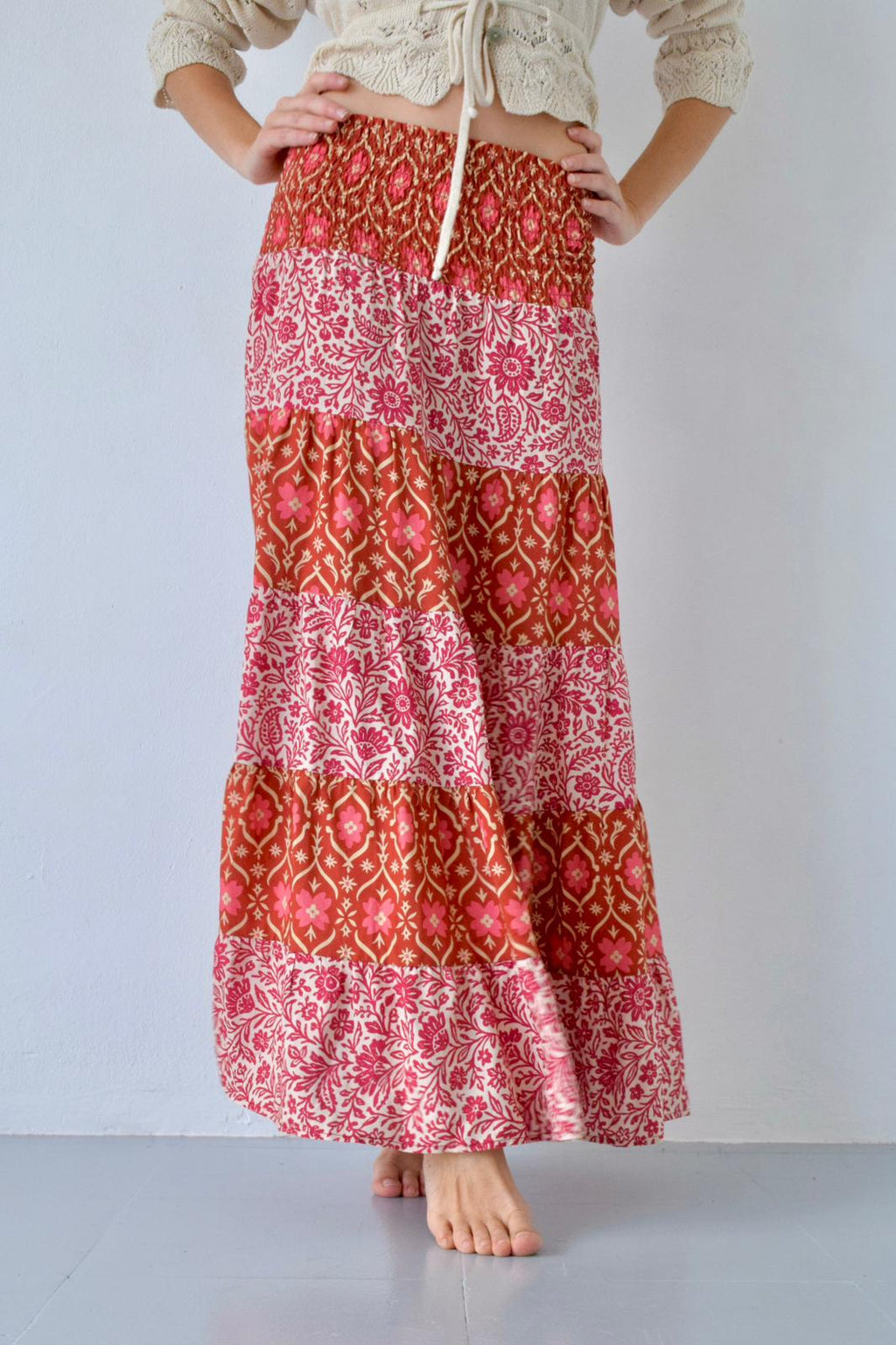 Falda bohemia naranja