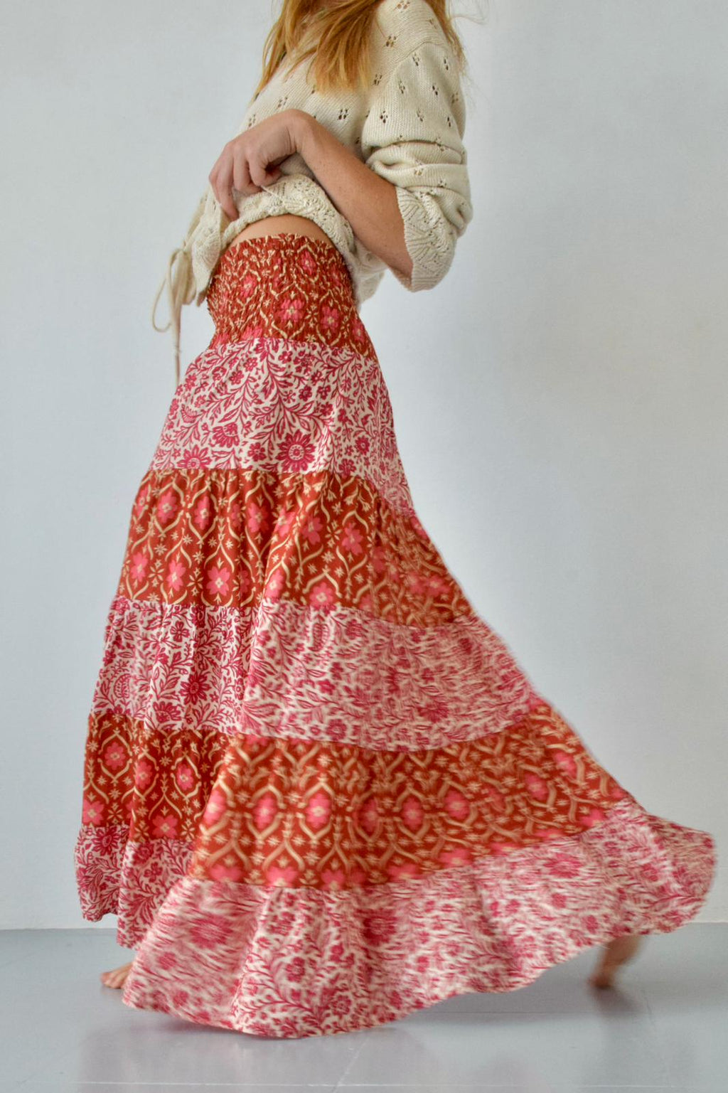 Falda bohemia naranja