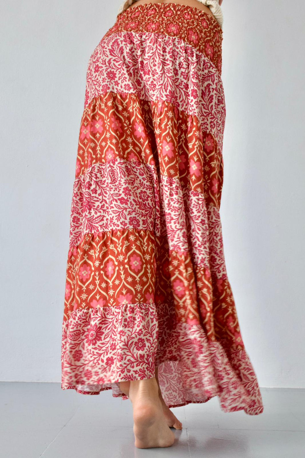 Falda bohemia naranja