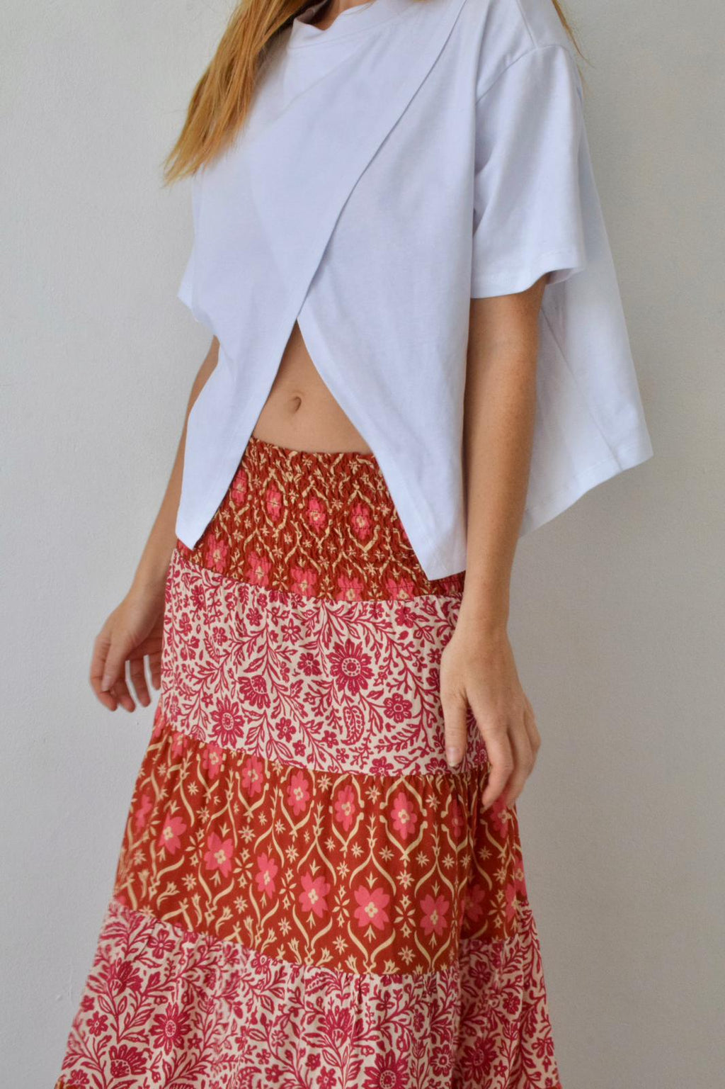 Falda bohemia naranja