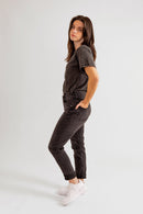 Jean slim gris foncé EMMA femme, DARK GREY, taille 26, porté par Eden (1m70) – photo 3