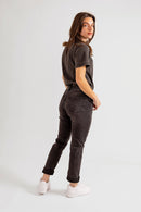 Jean slim gris foncé EMMA femme, DARK GREY, taille 26, porté par Eden (1m70) – photo 4