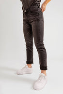 Jean slim gris foncé EMMA femme, DARK GREY, taille 26, porté par Eden (1m70) – photo 5