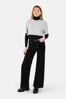 Jean large FLEURE noir femme, BLACK, taille XS, porté par Lilou (1m75) – photo 2