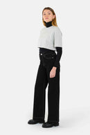 Jean large FLEURE noir femme, BLACK, taille XS, porté par Lilou (1m75) – photo 4