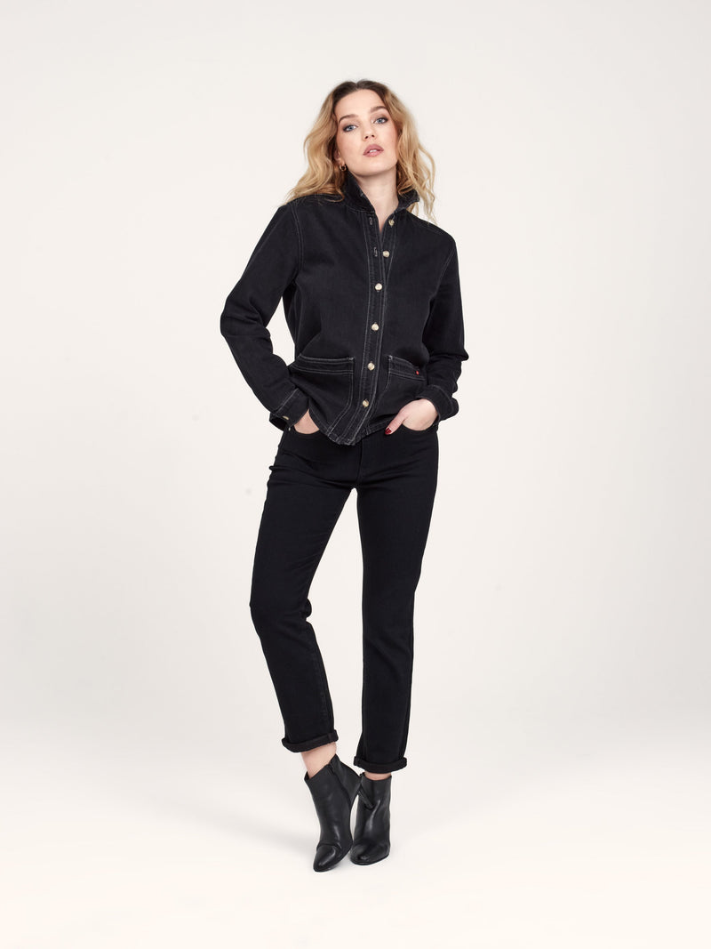 Veste noire VIVIAN femme, BLACK, taille XS, porté par Priscilla (1m76) (F.A.M. JEANS) – photo 1