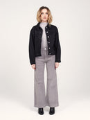 Veste en jean noir oversize VICKY femme, BLACK, taille XS, porté par Zoé (1m76) – photo 2