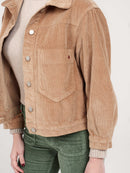 Veste oversize en velours camel VICKY femme, CAMEL, taille XS, porté par Pauline (1m76) – photo 4