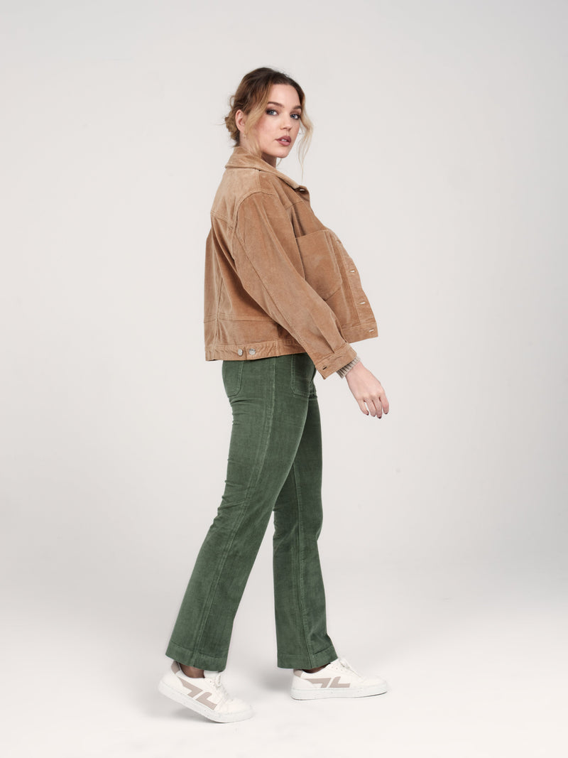 Veste oversize en velours camel VICKY femme, CAMEL, taille XS, porté par Pauline (1m76) – photo 5