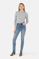 Jean skinny taille haute bleu JILL femme, BLUE JEANS, taille 26, porté par Lilou (1m75) – photo 2