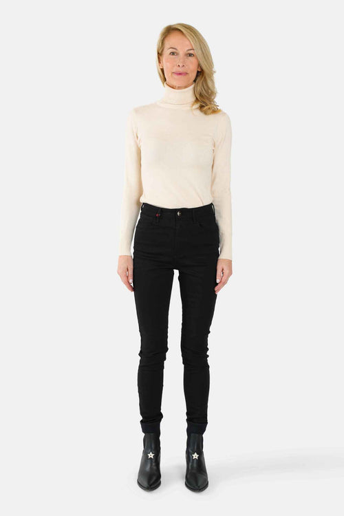 Jean skinny taille haute noir JACQUELINE femme, BLACK, taille 26, porté par Jessica (1m75) – photo 3