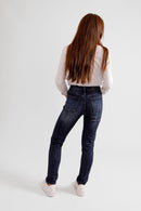 Jean slim stone EMMA femme, BLUE FONCE, taille 25, porté par Pauline (1m65) – photo 4