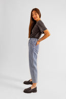 Jean balloon court bleu LUCY femme, BLUE JEANS, taille XS, porté par Pauline (1m65) – photo 3