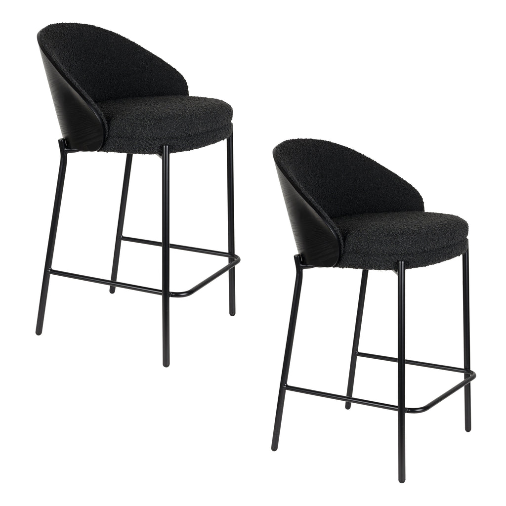 Rodin - Chaise de comptoir - Bouclette - Noir