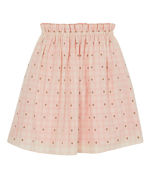 Reversible Cotton Skirt - Pink Flower Check - Girl