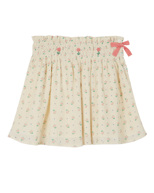Cueillette Cotton Short Skirt - Ecru - Girl