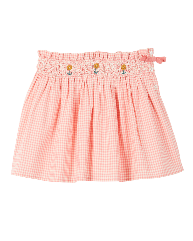 Cotton Short Skirt - Pink Gingham - Girl