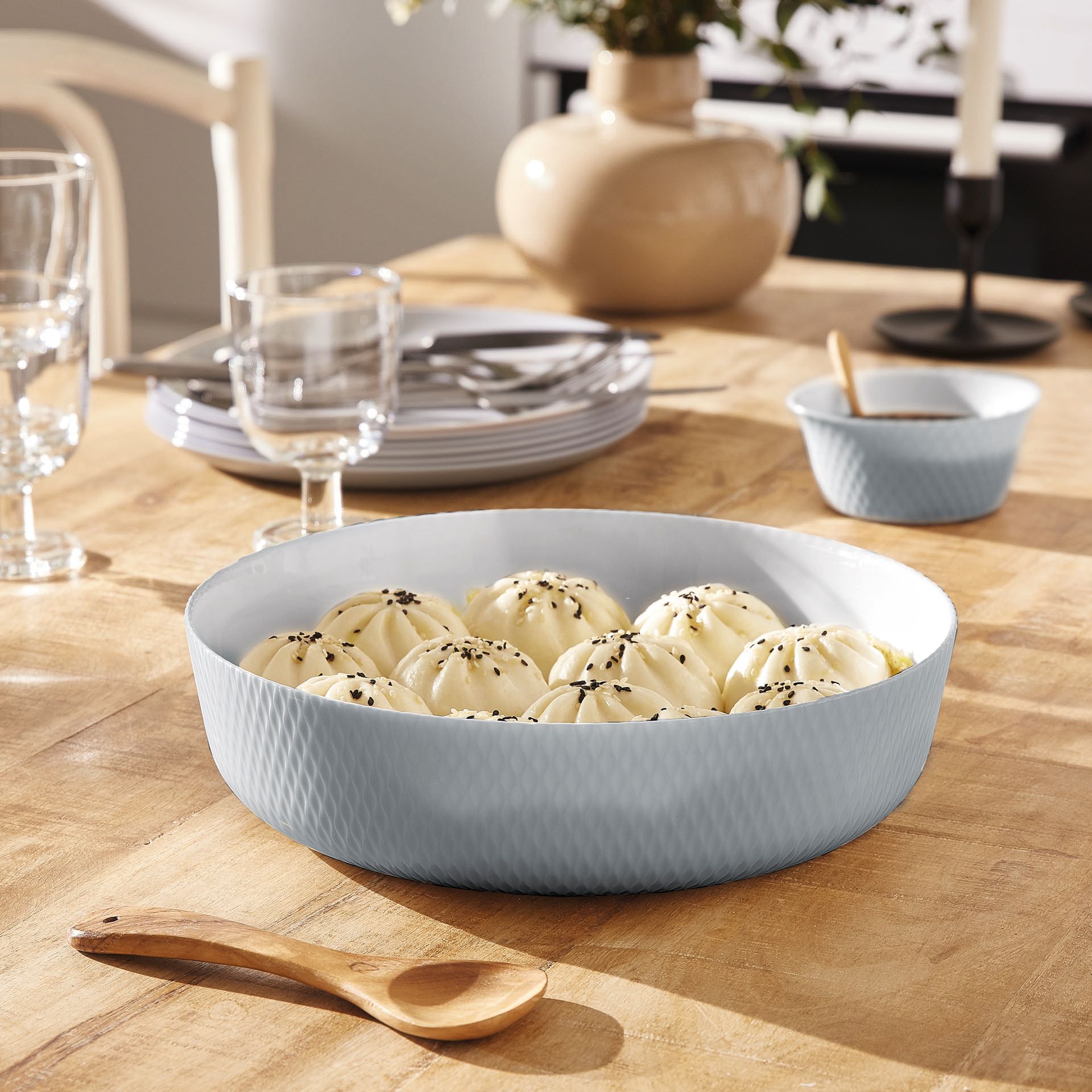 Smart Cuisine Wavy - 2 Fuentes Redondas - Ópalo - Gris - 22Cm - Luminarc