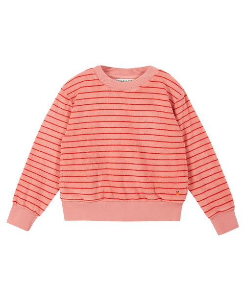 Striped Terry Sweatshirt - Sushi Red - Girl