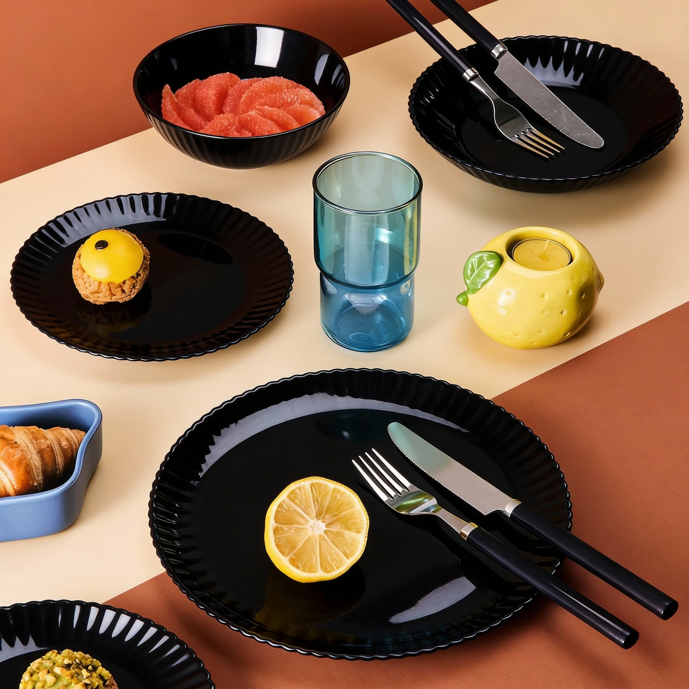 Bloom - 6 Assiettes Creuses - Noir - 20Cm - Luminarc