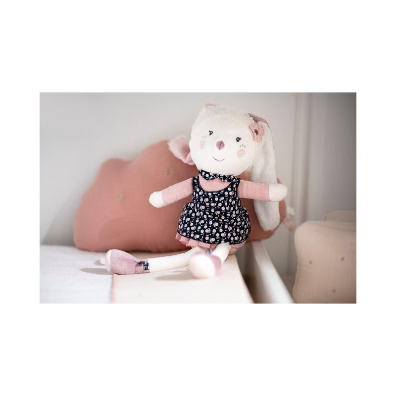 Doudou Lapin Grand Modèle En Velours Blanc