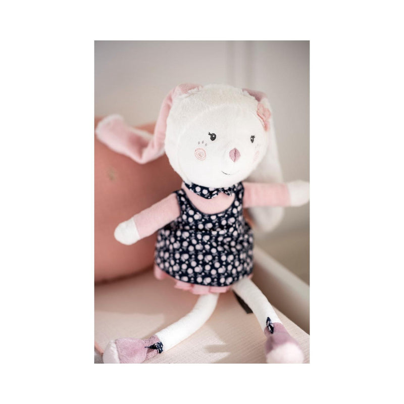 Doudou Lapin Grand Modèle En Velours Blanc