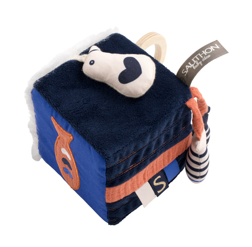 Cube D'Activites En Velours Bleu