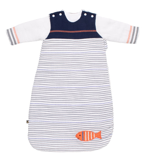 Gigoteuse Bébé Hiver À Manches Amovibles Marinière - Blanc