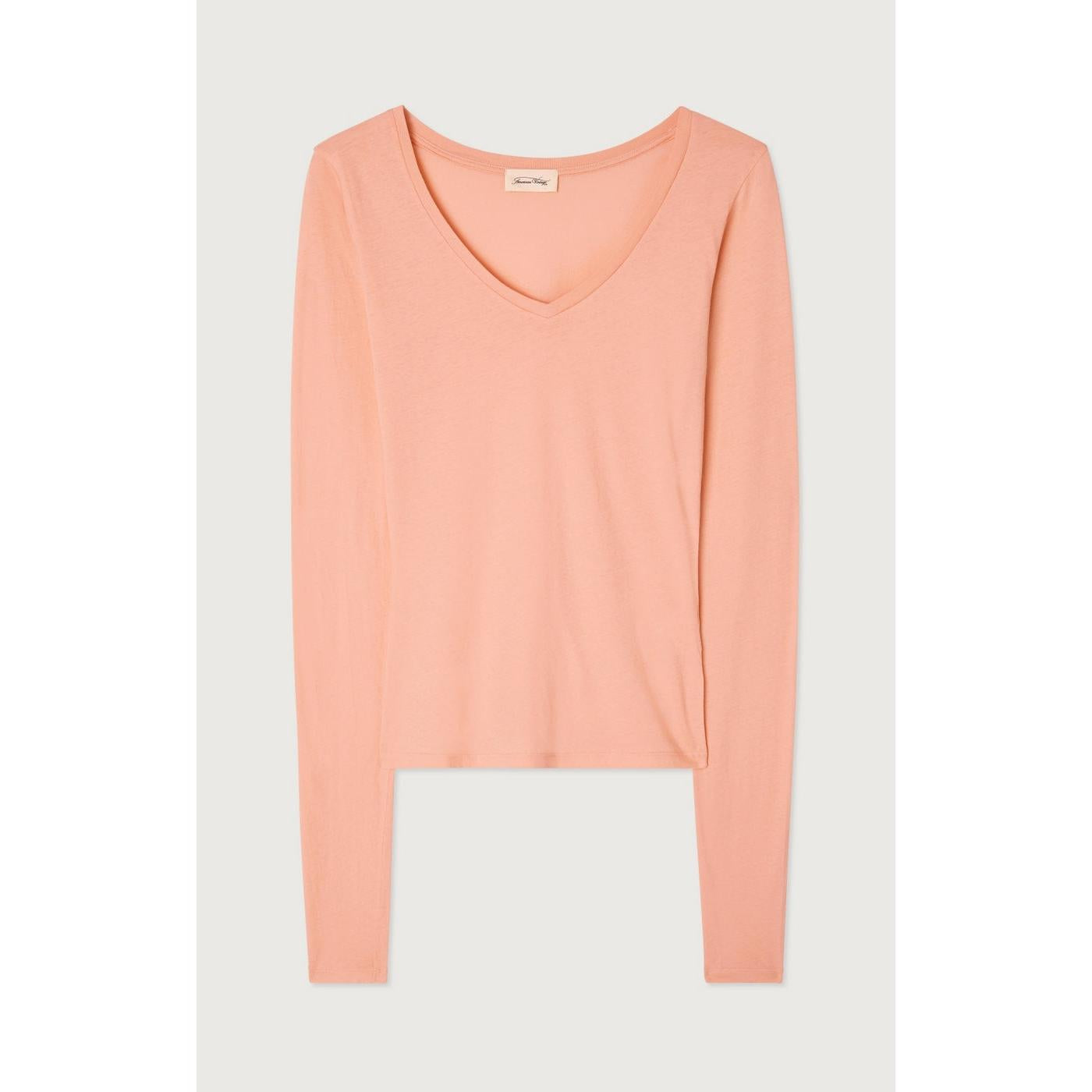 Camiseta Cuello en V - Rosa Flamenco - Mujer
