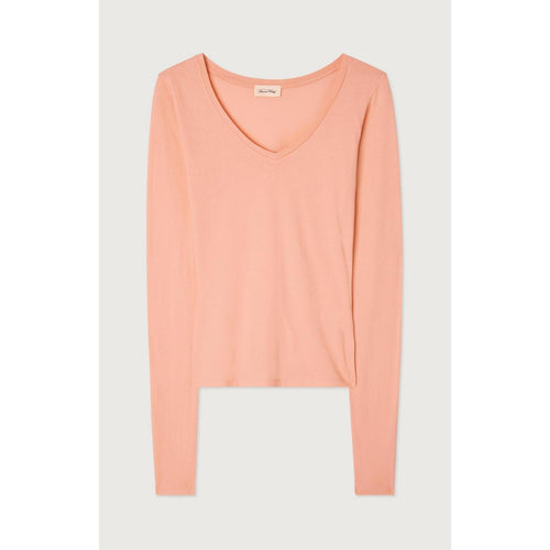 T-Shirt Col V - Flamant Rose - Femme