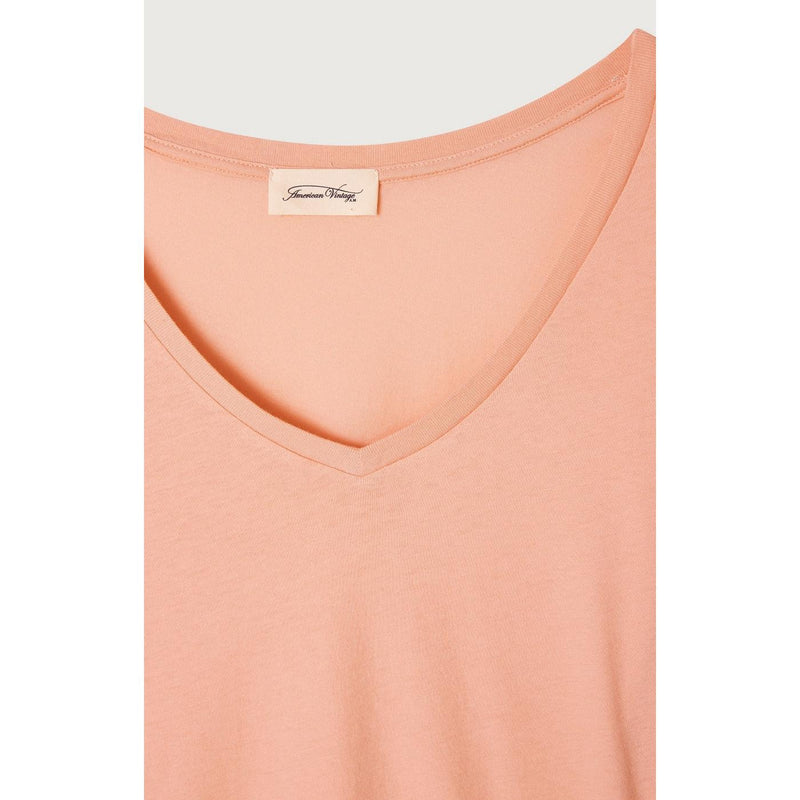 T-Shirt Col V - Flamant Rose - Femme