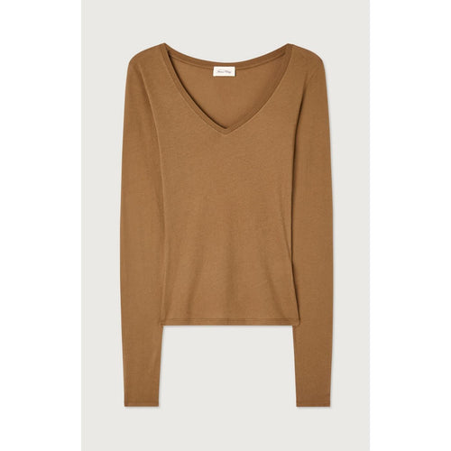 T-Shirt Col V - Moka - Femme