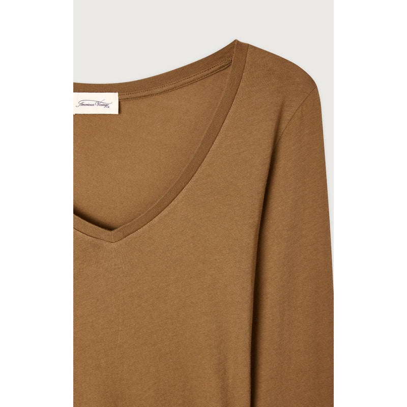 T-Shirt Col V - Moka - Femme