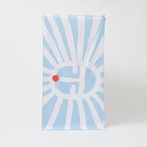 Toalla De Microfibra Sun Face - Estampado Azul Y Blanco