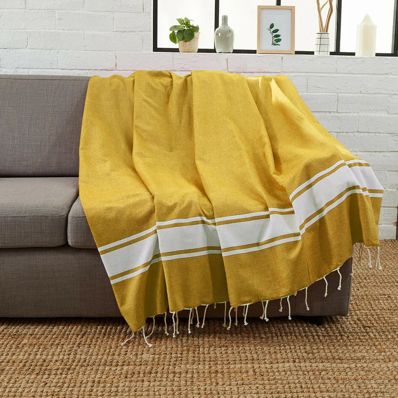 Fouta XXL Classique Jaune moutarde - 200 x 300 cm | Large Beach Towel | Sofa Throw