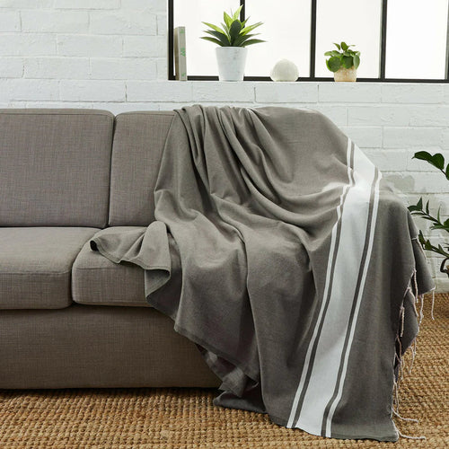 Fouta XXL Classique Taupe - 200 x 300 cm | Large Beach Towel | Sofa Throw