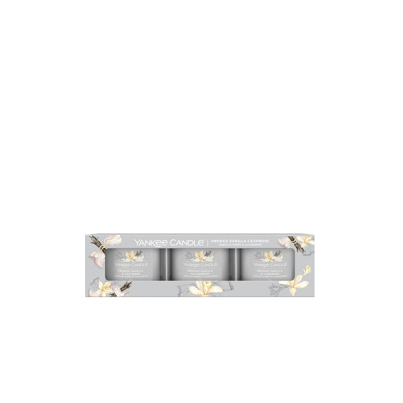 Yankee Candle - 3 Signature Glass Votive Candles - Smoked Vanilla & Cashmere
