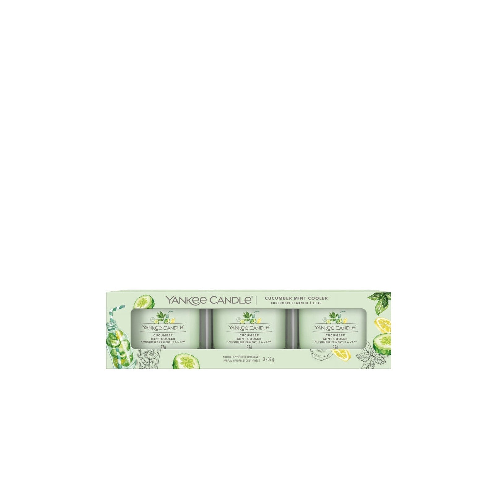 3 Velas Votivas en Vaso Signature - Pepino & Menta Acuática