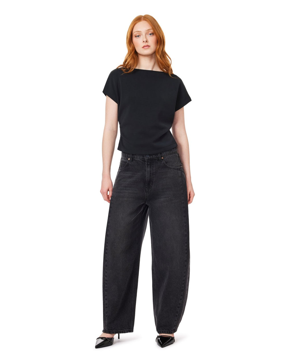 T-shirt Med Rynkad Sidsöm - Black Night
