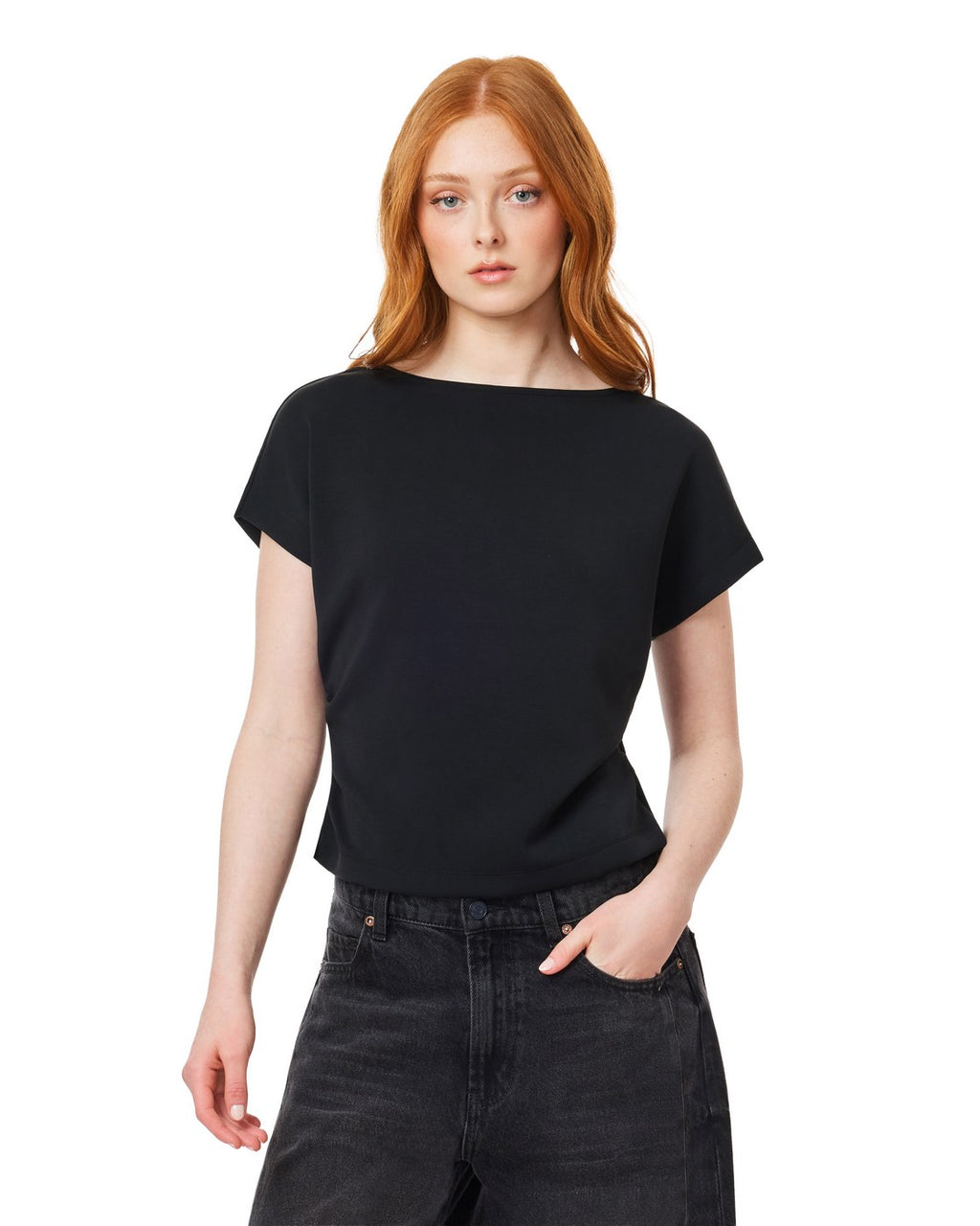 T-shirt Med Rynkad Sidsöm - Black Night