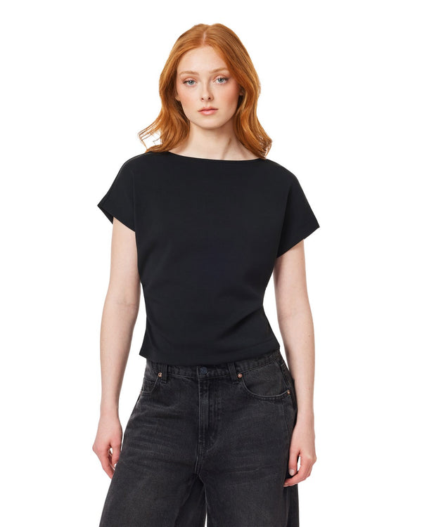 Side Ruched Seam T-Shirt - Black Night