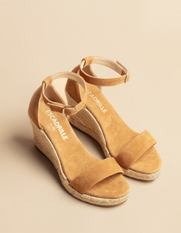 Lovrecina Alpargatas Cuña Piel Ante Beige - Mujer