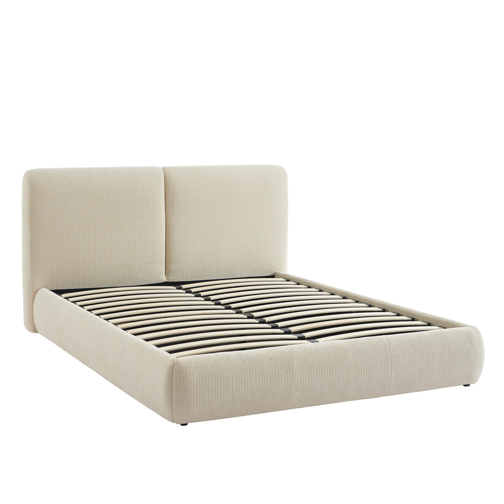 Yoka - Lit Coffre - Velours Côtelé - Beige