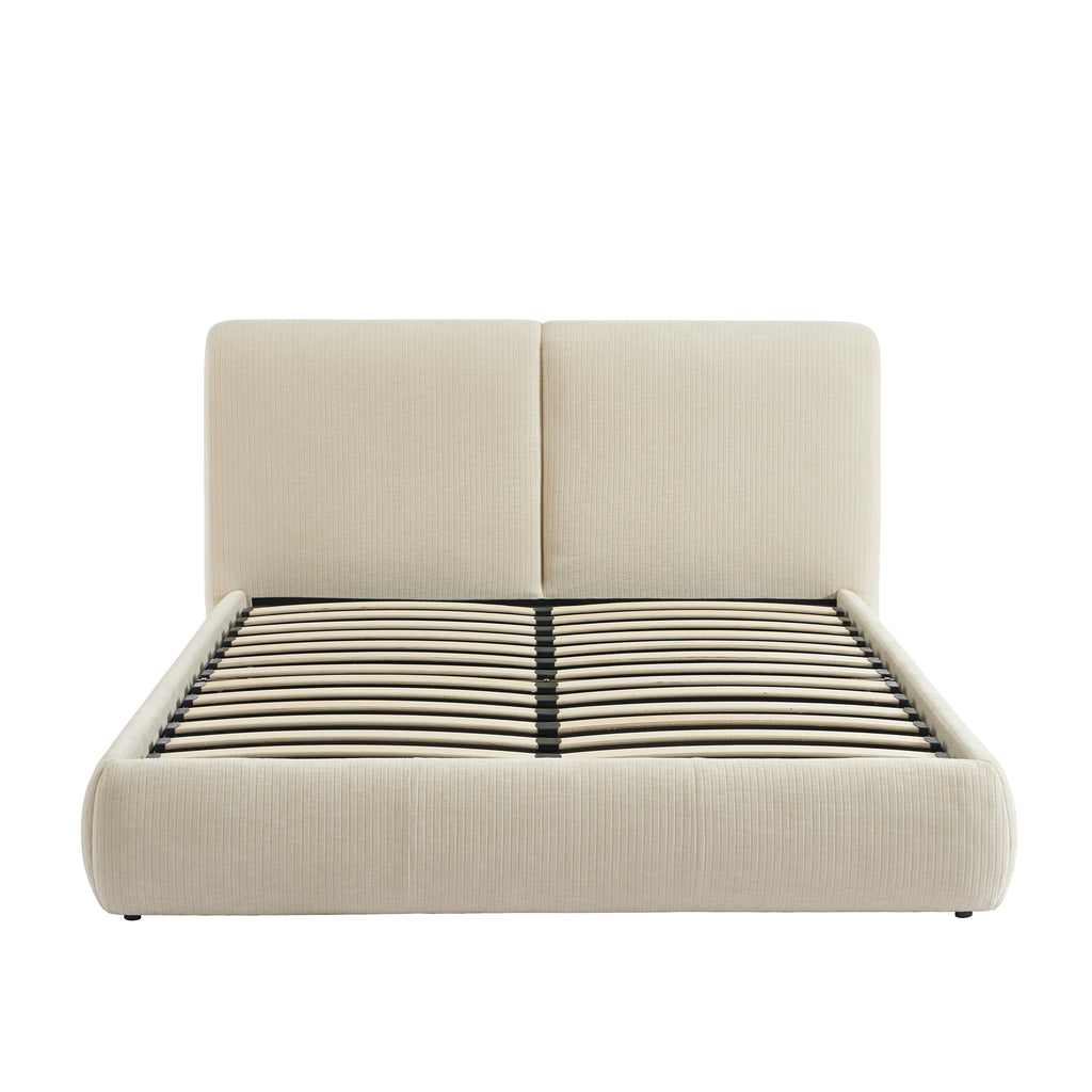Yoka - Lit Coffre - Velours Côtelé - Beige