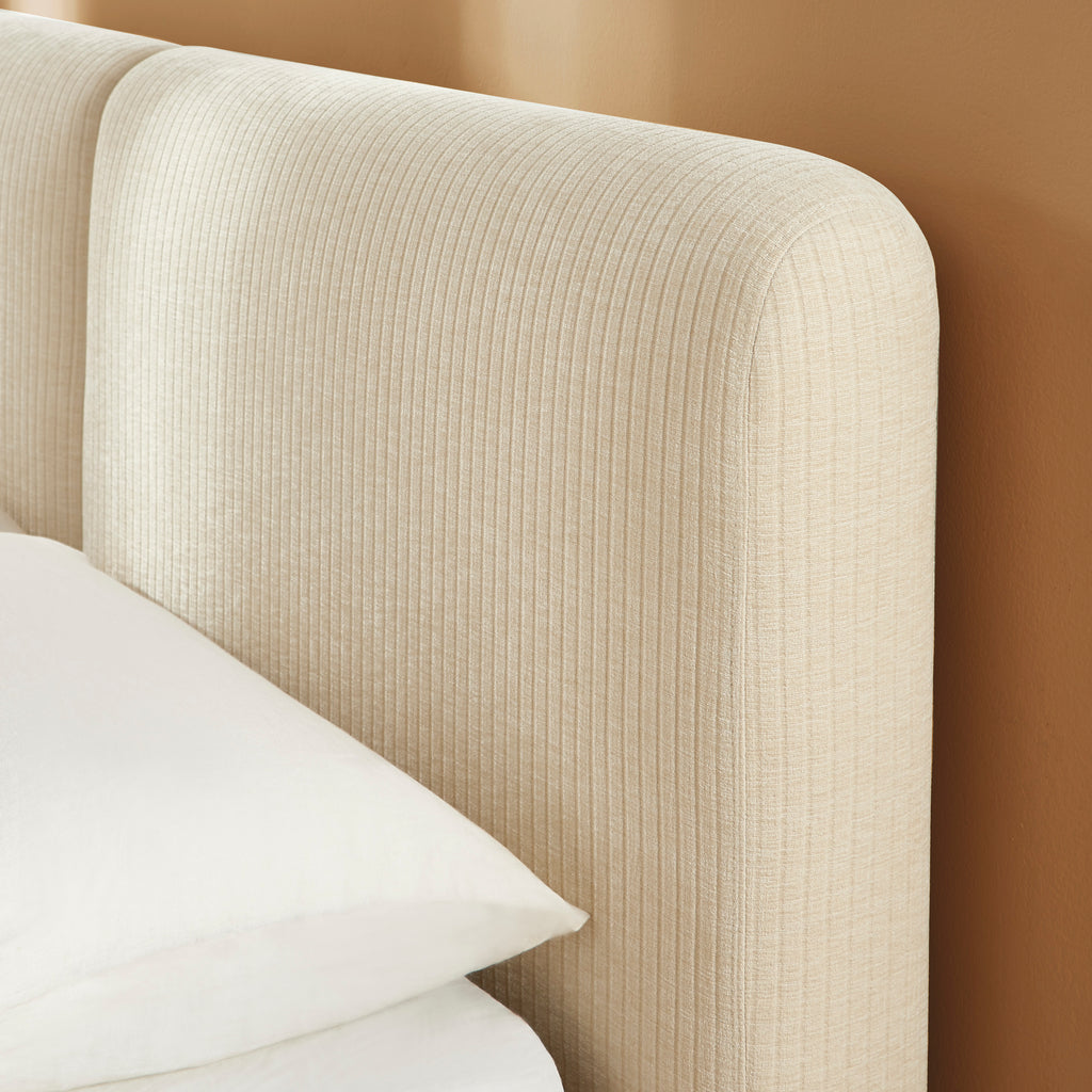 Yoka - Lit Coffre - Velours Côtelé - Beige