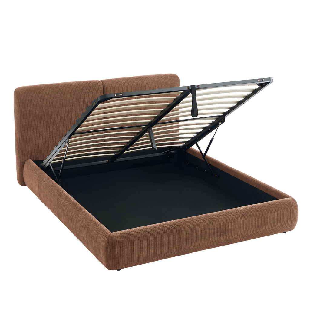 Yoka - Bed - Bouclé - Brown And Black Metal Legs