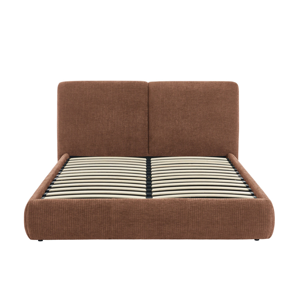 Yoka - Bed - Bouclé - Brown And Black Metal Legs