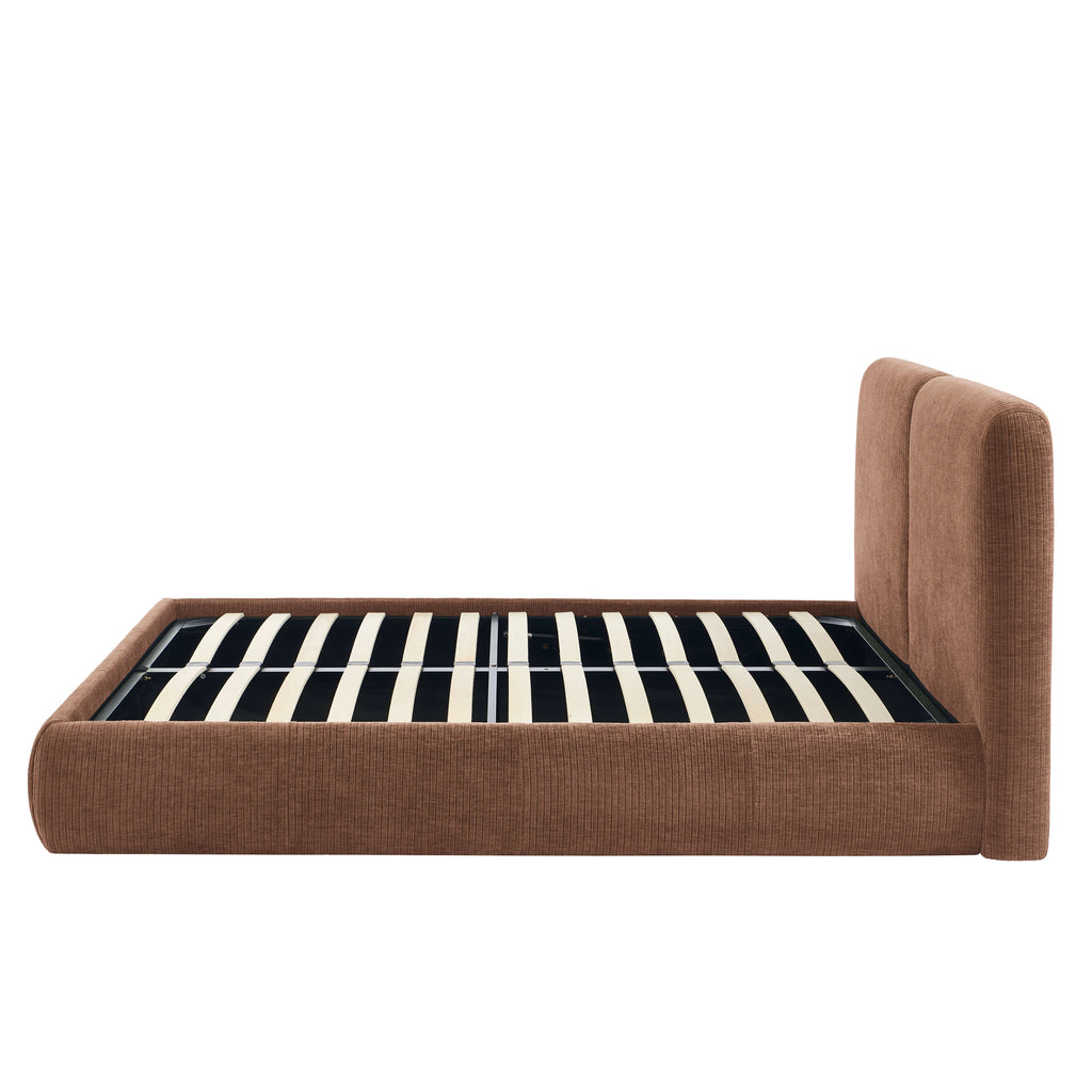 Yoka - Bed - Bouclé - Brown And Black Metal Legs